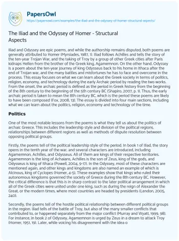 Essay on The Iliad and the Odyssey of Homer – Structural Aspects