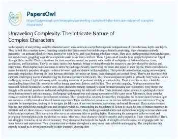 Essay on Unraveling Complexity: the Intricate Nature of Complex Characters