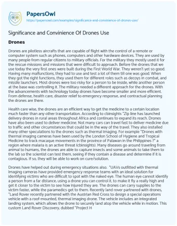 Essay on Significance and Convinience of Drones Use