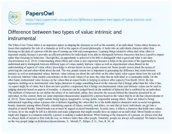 Essay on Difference between Two Types of Value: Intrinsic and Instrumental