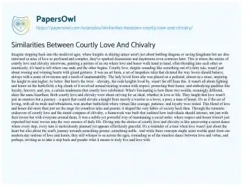 Essay on Similarities between Courtly Love and Chivalry