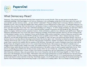 Essay on What Democracy Mean?