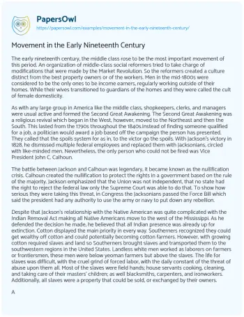 Essay on Movement in the Early Nineteenth Century