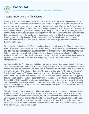 Essay on Satan’s Importance to Christianity