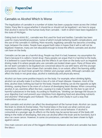 Essay on Cannabis Vs Alcohol which is Worse