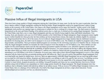 Essay on Massive Influx of Illegal Immigrants in USA