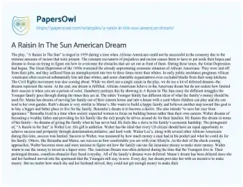 Essay on Racial Barriers to American Dream Achievement