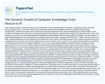 Essay on The Dynamic Growth of Computer Knowledge: from Abacus to AI