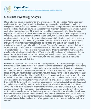 Essay on Steve Jobs Psychology Analysis