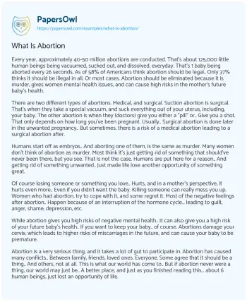 Essay on What is Abortion