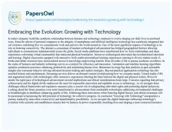 Essay on Embracing the Evolution: Growing with Technology