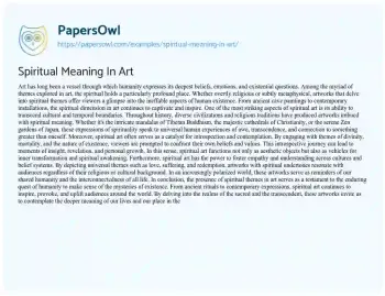 Essay on Spiritual Meaning in Art