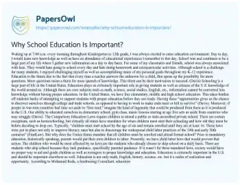 Essay on Why School Education is Important?