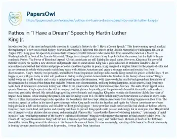 Essay on Pathos in “I have a Dream” Speech by Martin Luther King Jr.