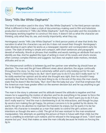 Essay on Story “Hills Like White Elephants”