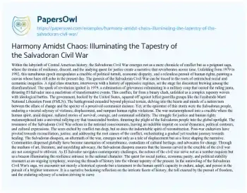 Essay on Harmony Amidst Chaos: Illuminating the Tapestry of the Salvadoran Civil War