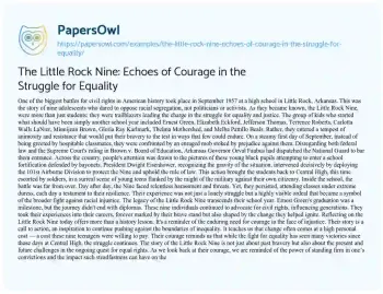 Essay on The Little Rock Nine: Echoes of Courage in the Struggle for Equality