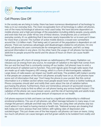 Essay on Cell Phones Give off