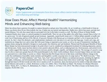 Essay on How does Music Affect Mental Health? Harmonizing Minds and Enhancing Well-being