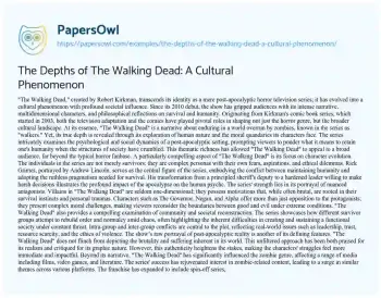 Essay on The Depths of the Walking Dead: a Cultural Phenomenon