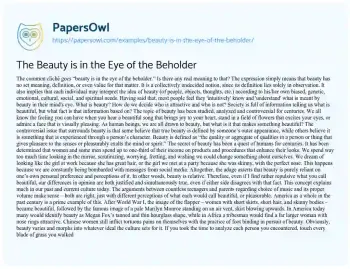 Essay on Beauty is in the Eye of the Beholder