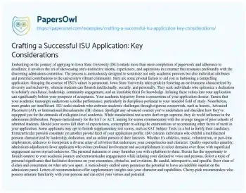 Essay on Crafting a Successful ISU Application: Key Considerations