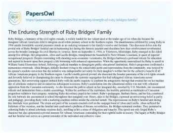 Essay on The Enduring Strength of Ruby Bridges’ Family