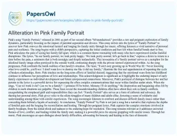 Essay on Alliteration in Pink Family Portrait