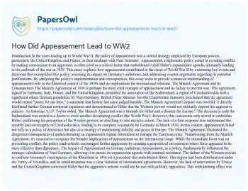 Essay on How did Appeasement Lead to WW2