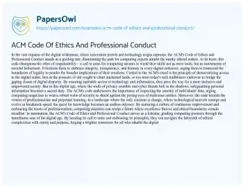 Essay on ACM Code of Ethics and Professional Conduct