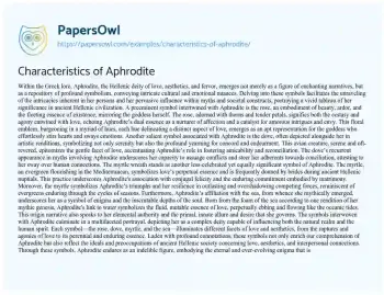 Essay on Characteristics of Aphrodite