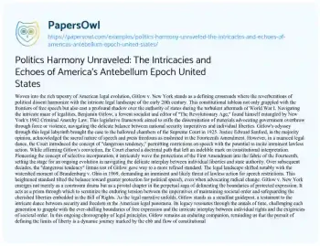 Essay on Politics Harmony Unraveled: the Intricacies and Echoes of America’s Antebellum Epoch United States