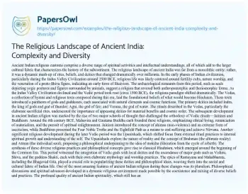 Essay on The Religious Landscape of Ancient India: Complexity and Diversity