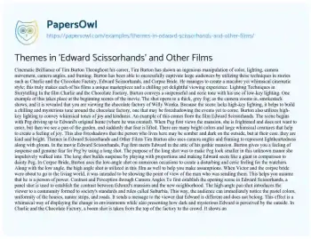 Essay on Themes in ‘Edward Scissorhands’ and other Films