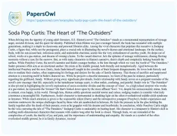 Essay on Soda Pop Curtis: the Heart of “The Outsiders”