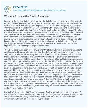 Essay on Womens Rights in the French Revolution