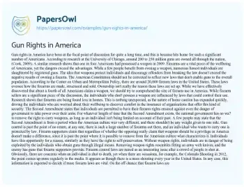 Essay on Gun Rights in America