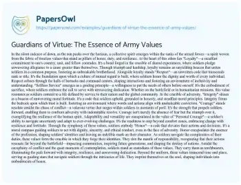 Essay on Guardians of Virtue: the Essence of Army Values