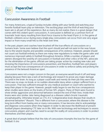 Essay on Concussion Awareness in Football