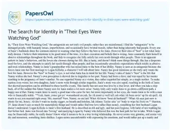 Essay on The Search for Identity in “Their Eyes were Watching God”