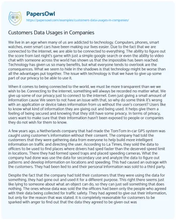 Essay on Customers Data Usages in Companies