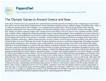 Essay on The Olympic Games in Ancient Greece and Now