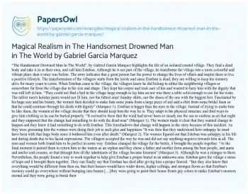 Essay on Magical Realism in the Handsomest Drowned Man in the World by Gabriel Garcia Marquez