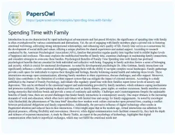 Essay on Spending Time with Family