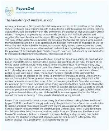 Essay on Andrew Jackson and the Banking Controversy