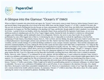 Essay on A Glimpse into the Glamour: “Ocean’s 11” (1960)