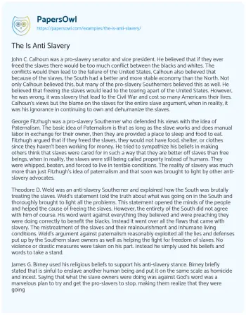 Essay on The is Anti Slavery