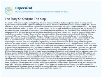 Essay on The Story of Oedipus the King