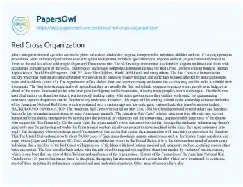 Essay on Red Cross Organization