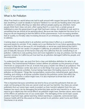 Essay on What is Air Pollution